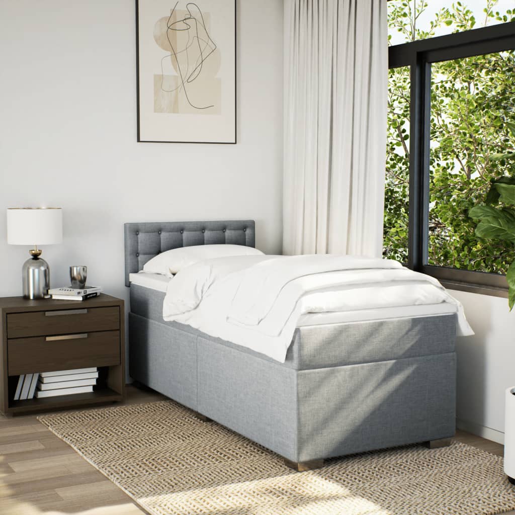 Box Spring Postel S Matrací Textil Světle Šedá