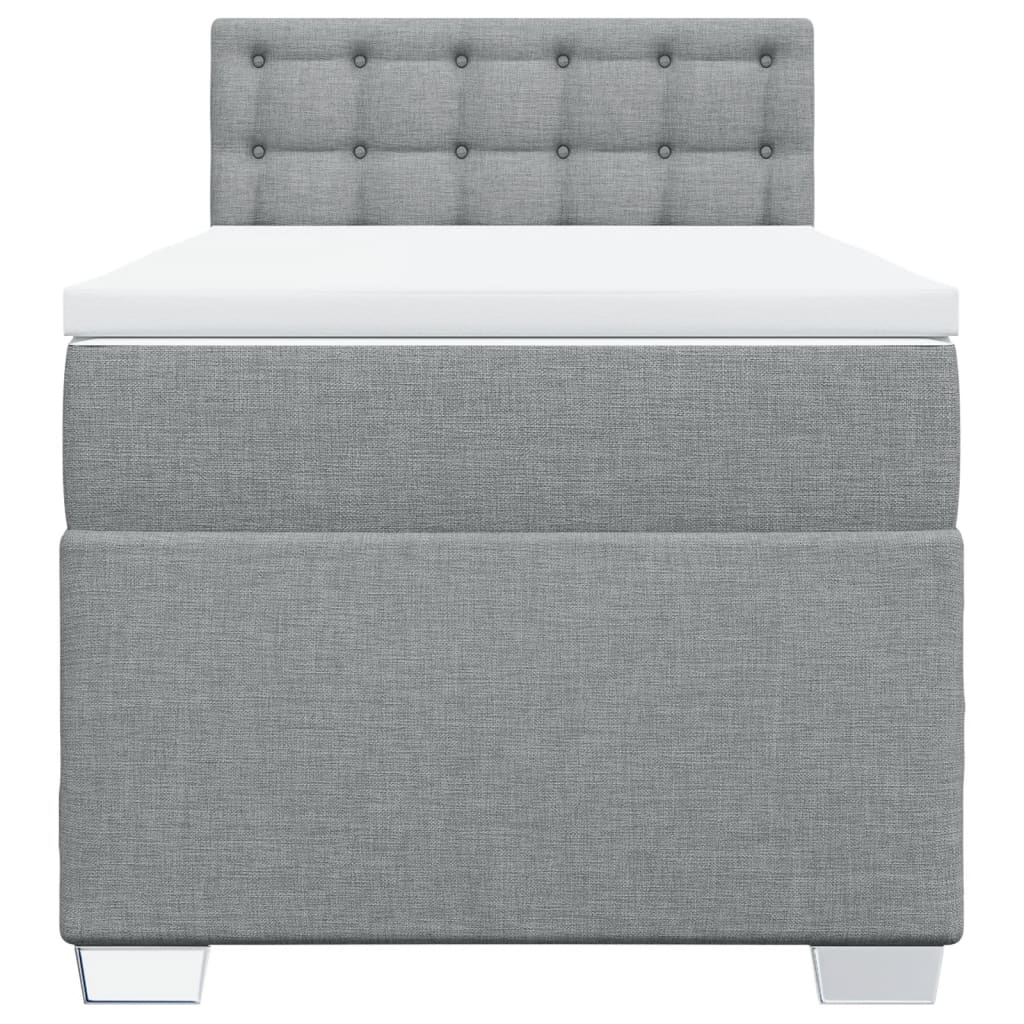 Box Spring Postel S Matrací Textil Světle Šedá