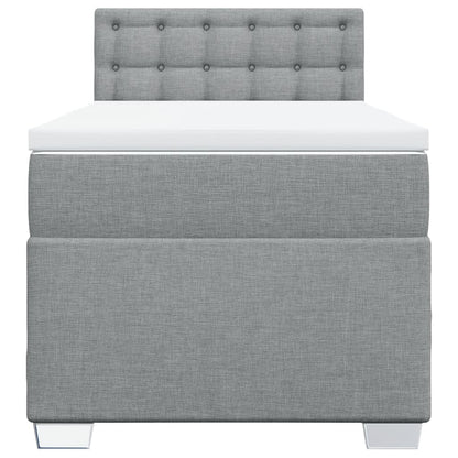 Box Spring Postel S Matrací Textil Světle Šedá