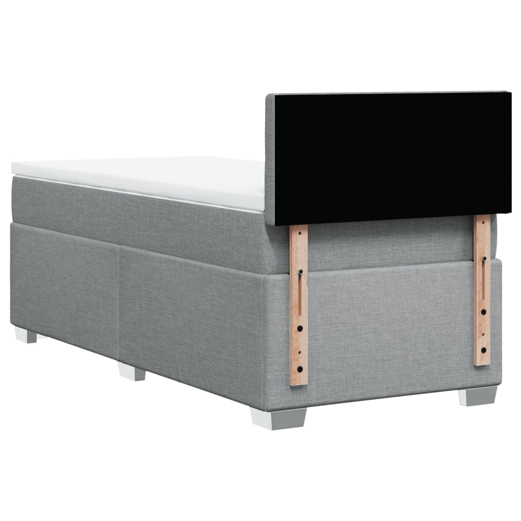Box Spring Postel S Matrací Textil Světle Šedá