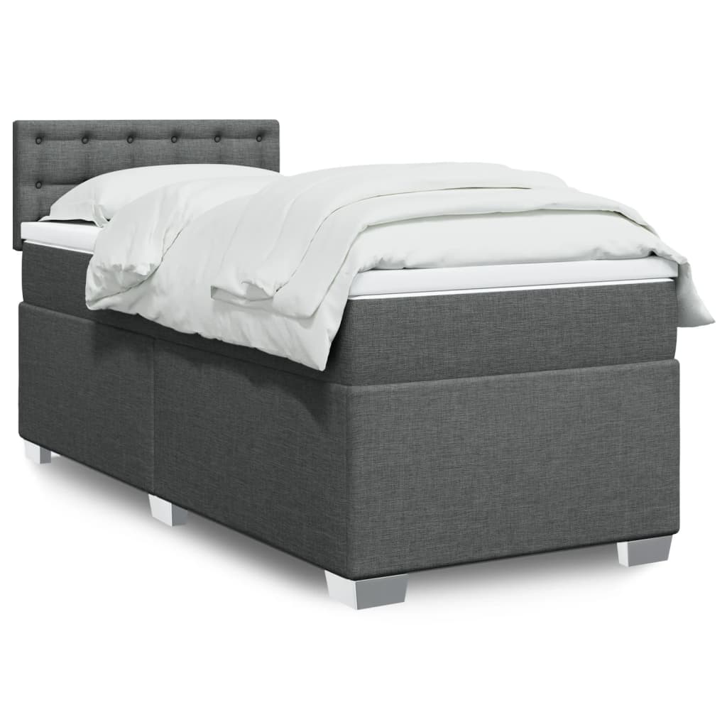 Box Spring Postel S Matrací Textil Tmavě Šedá