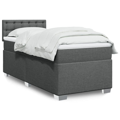 Box Spring Postel S Matrací Textil Tmavě Šedá