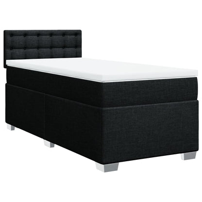 Box Spring Postel S Matrací Černá Textil Černá