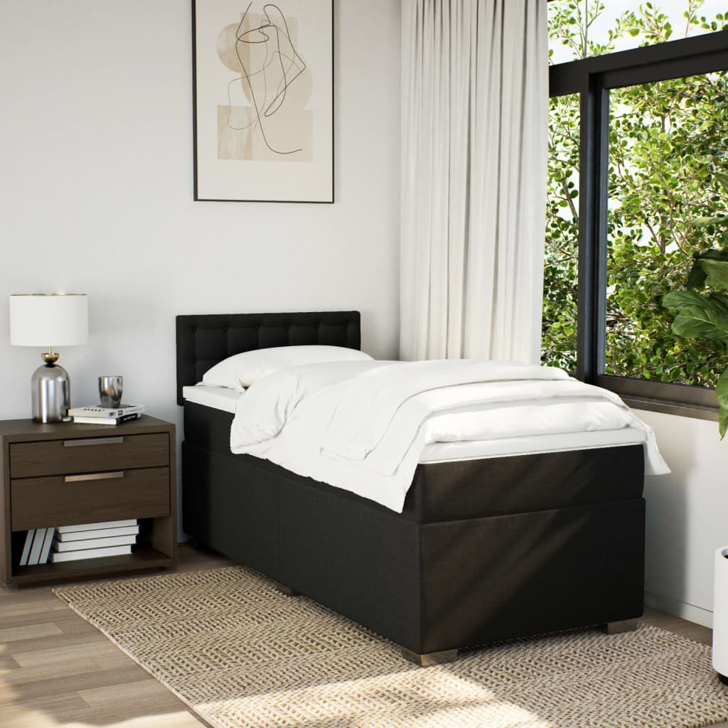 Box Spring Postel S Matrací Černá Textil Černá