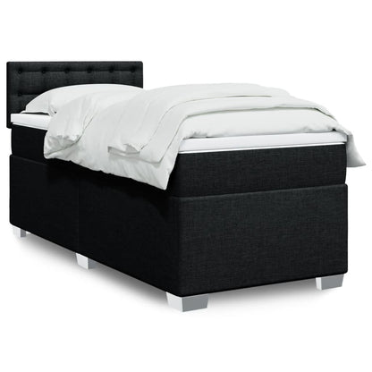 Box Spring Postel S Matrací Černá Textil Černá