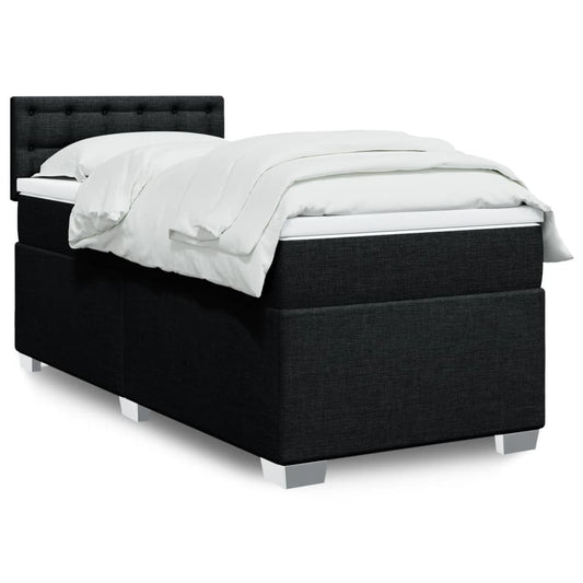 Box Spring Postel S Matrací Černá Textil Černá