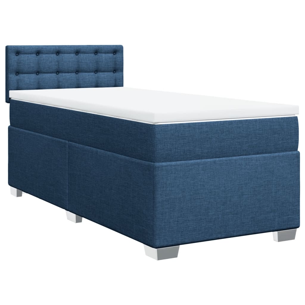 Box Spring Postel S Matrací Textil Modrá