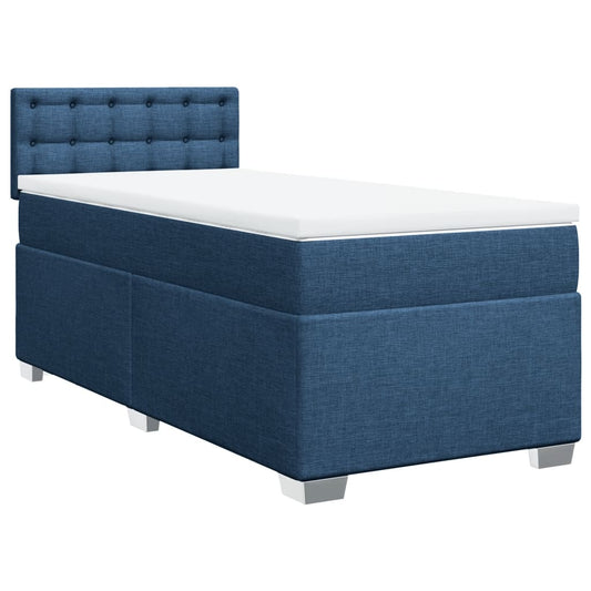 Box Spring Postel S Matrací Textil Modrá