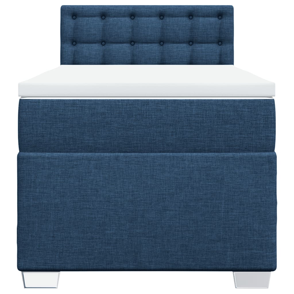 Box Spring Postel S Matrací Textil Modrá