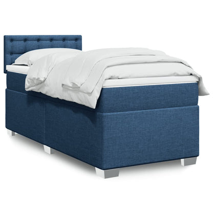 Box Spring Postel S Matrací Textil Modrá