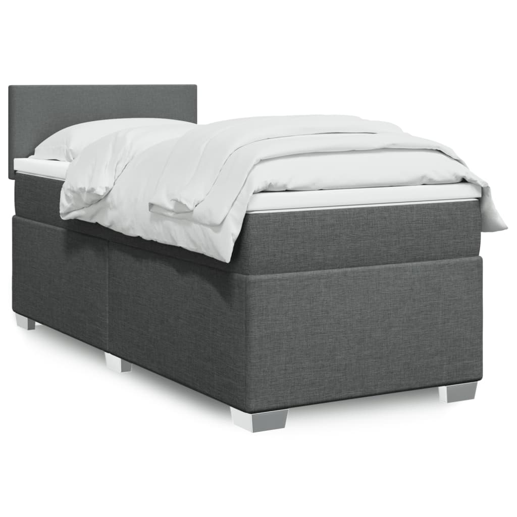 Box Spring Postel S Matrací Textil Tmavě Šedá