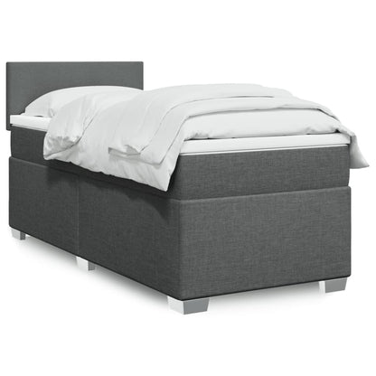 Box Spring Postel S Matrací Textil Tmavě Šedá