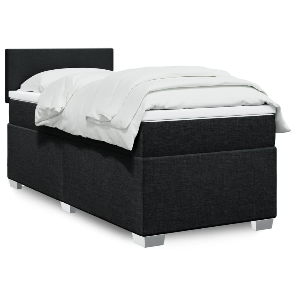 Box Spring Postel S Matrací Černá Textil Černá