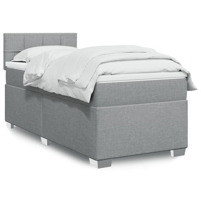 Box Spring Postel S Matrací Textil Světle Šedá