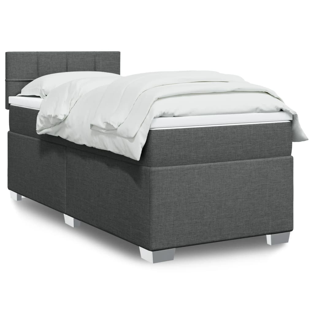 Box Spring Postel S Matrací Textil Tmavě Šedá