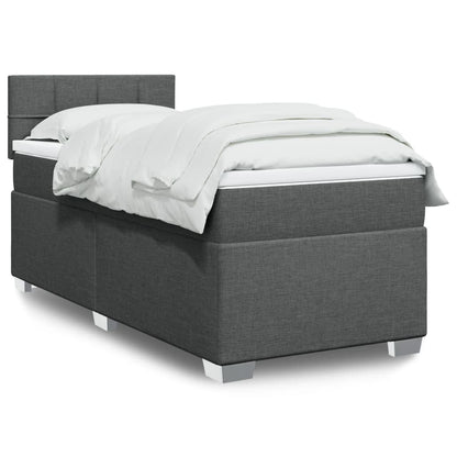 Box Spring Postel S Matrací Textil Tmavě Šedá