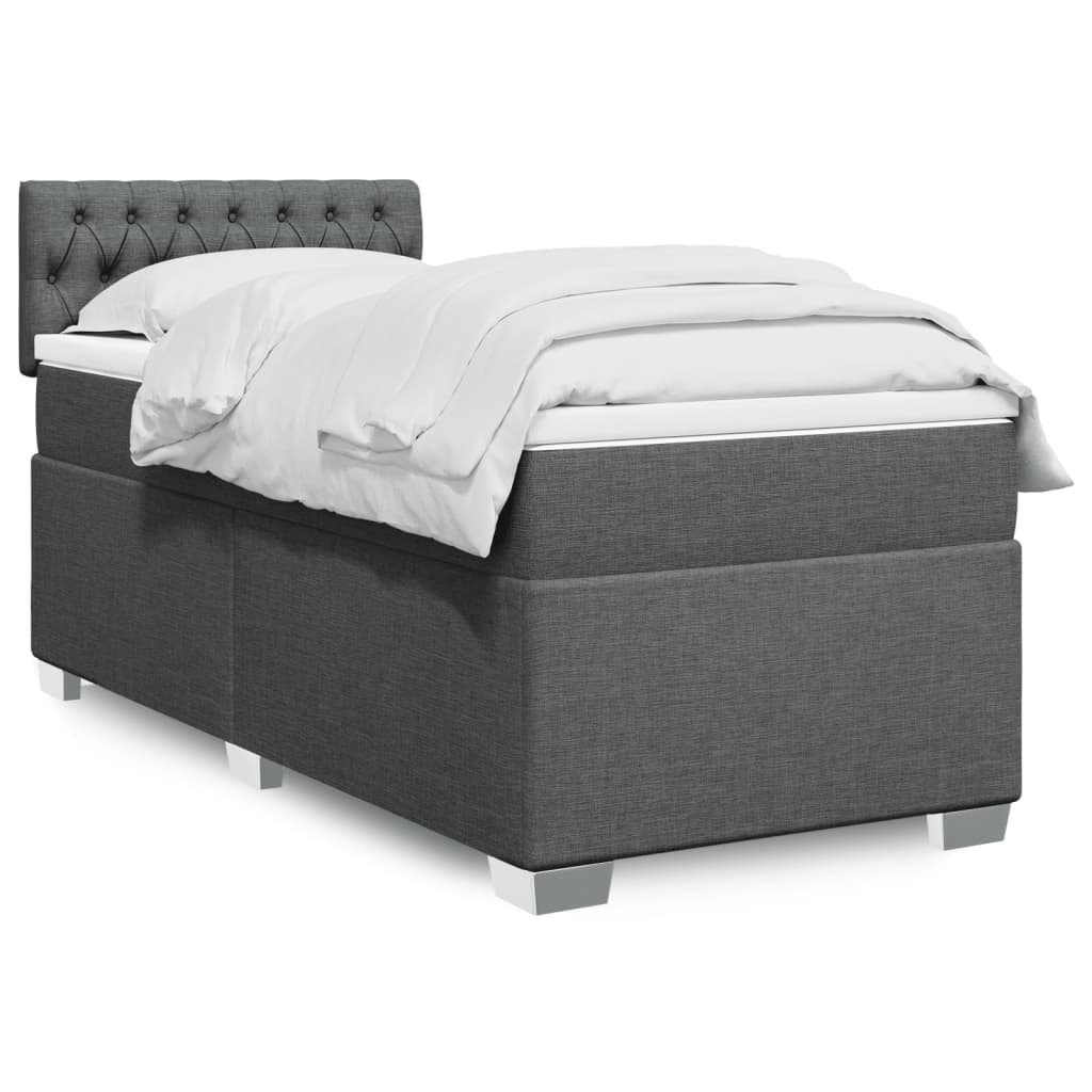 Box Spring Postel S Matrací Textil Tmavě Šedá
