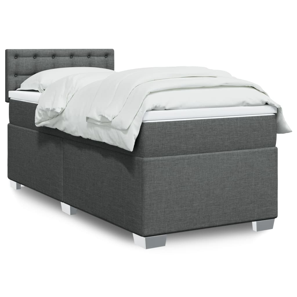 Box Spring Postel S Matrací Textil Tmavě Šedá