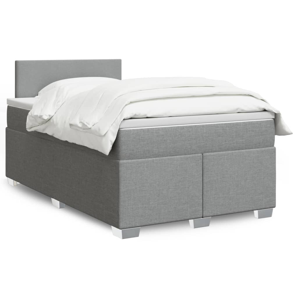 Box Spring Postel S Matrací Textil Světle Šedá