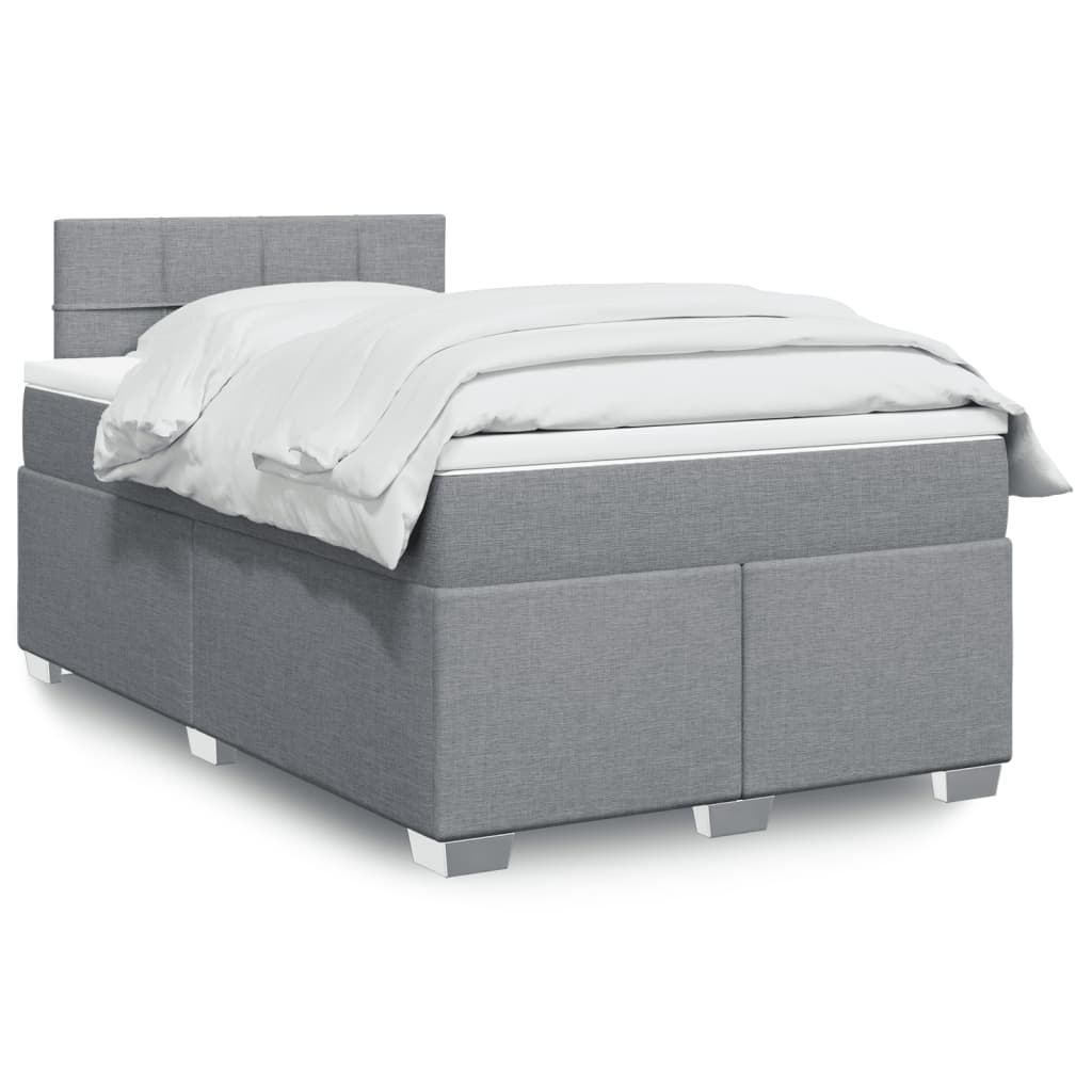 Box Spring Postel S Matrací Textil Světle Šedá