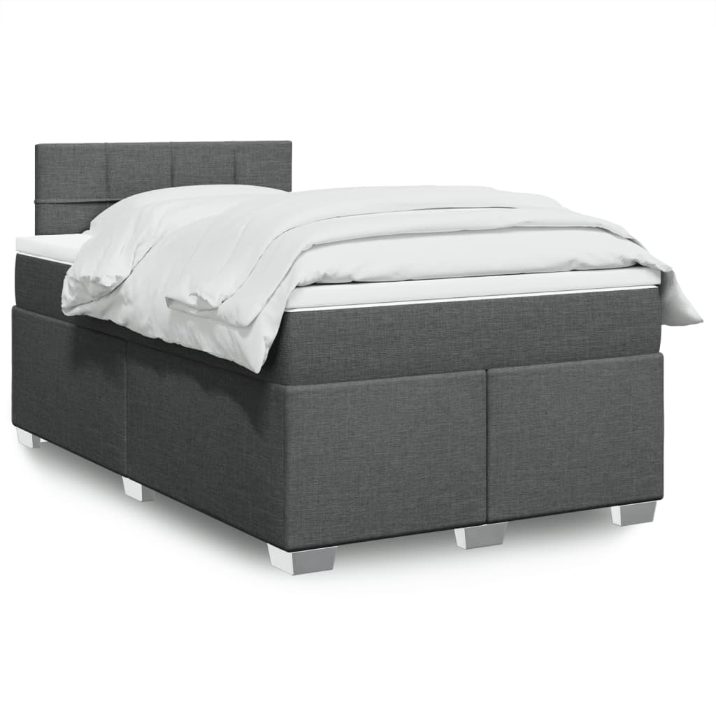 Box Spring Postel S Matrací Textil Tmavě Šedá