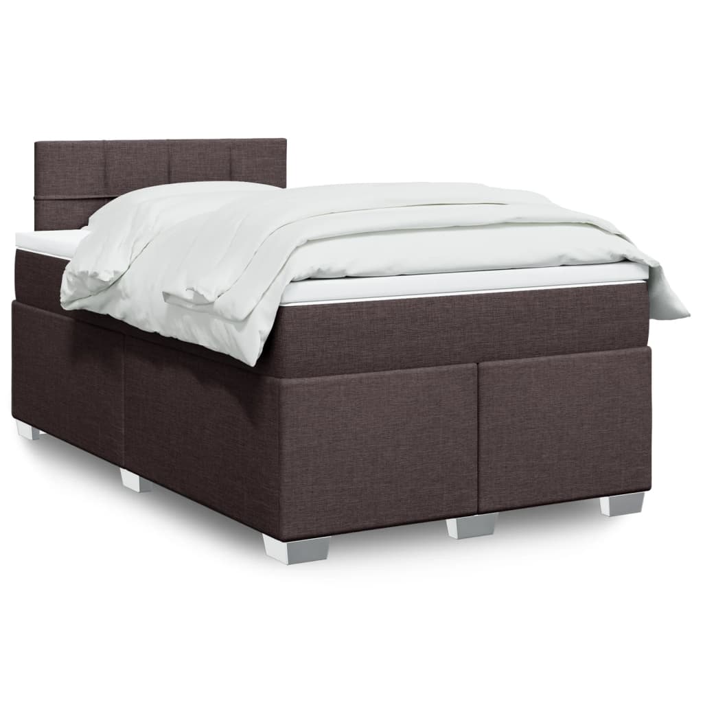 Box Spring Postel S Matrací Textil Tmavě Hnědá