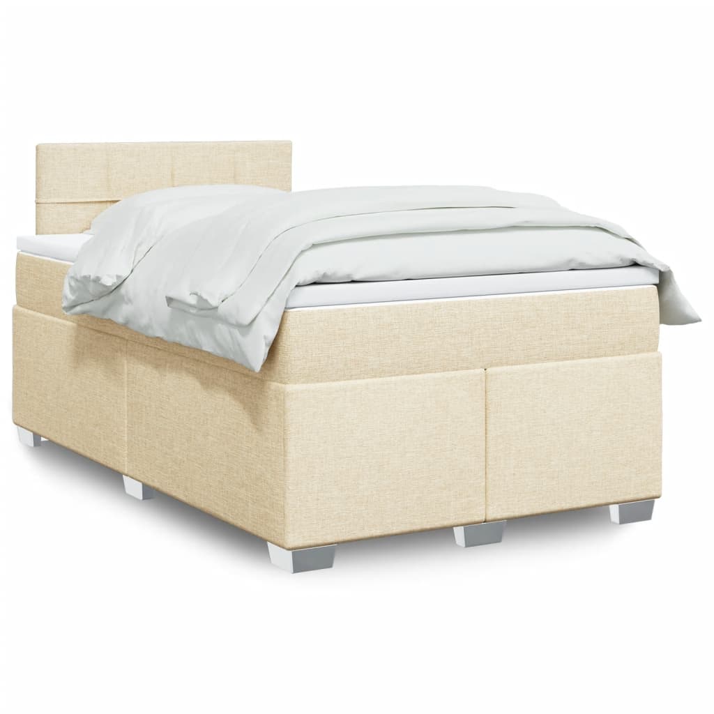Box Spring Postel S Matrací Textil Krémová