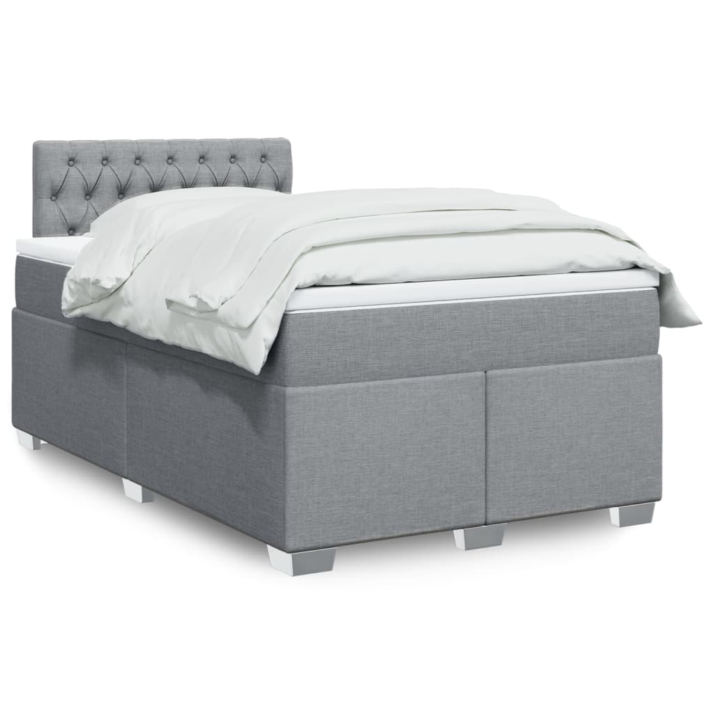 Box Spring Postel S Matrací Textil Světle Šedá