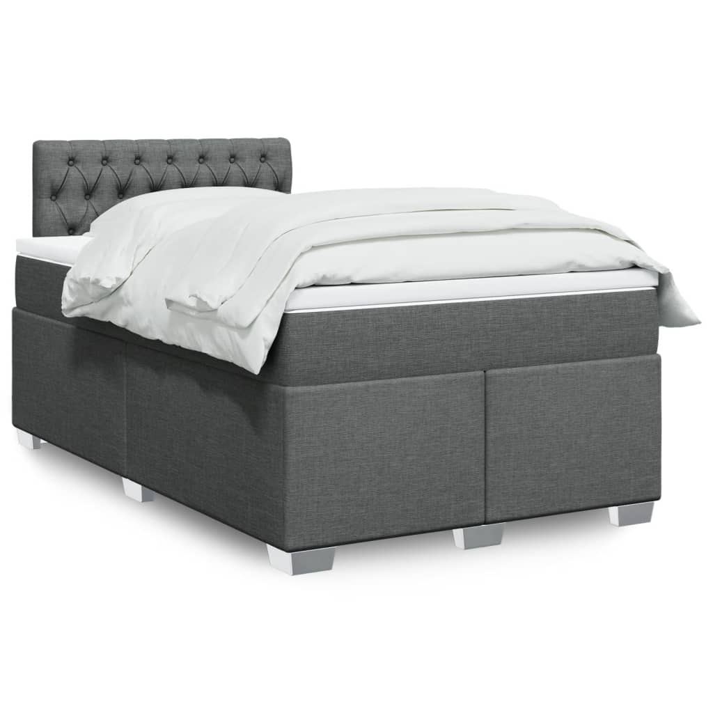 Box Spring Postel S Matrací Textil Tmavě Šedá
