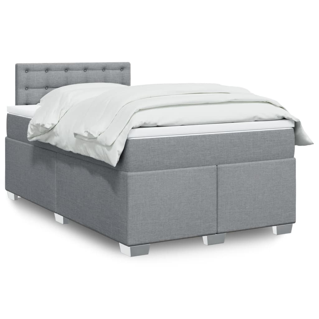 Box Spring Postel S Matrací Textil Světle Šedá