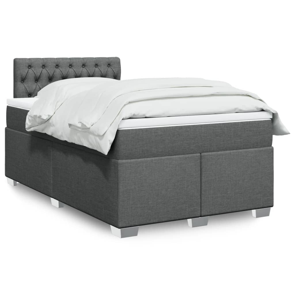 Box Spring Postel S Matrací Textil Tmavě Šedá