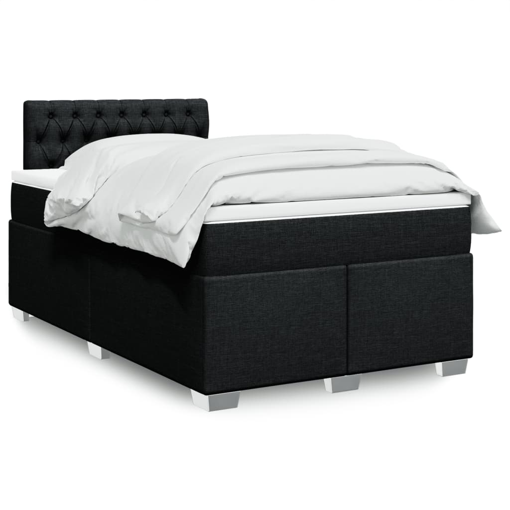 Box Spring Postel S Matrací Černá Textil Černá