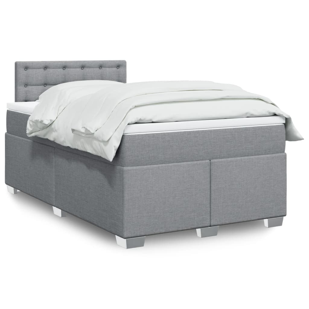 Box Spring Postel S Matrací Textil Světle Šedá