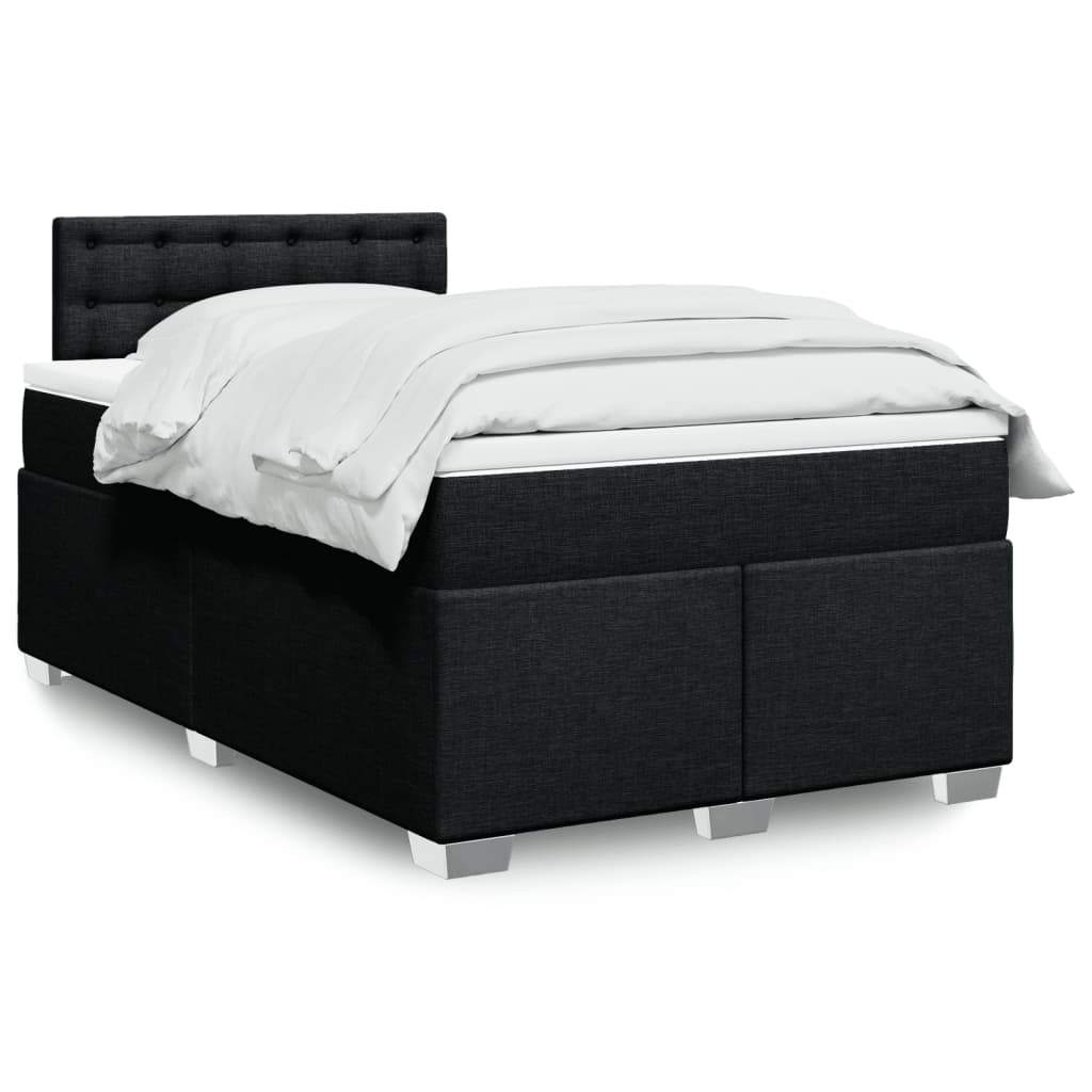 Box Spring Postel S Matrací Černá Textil Černá