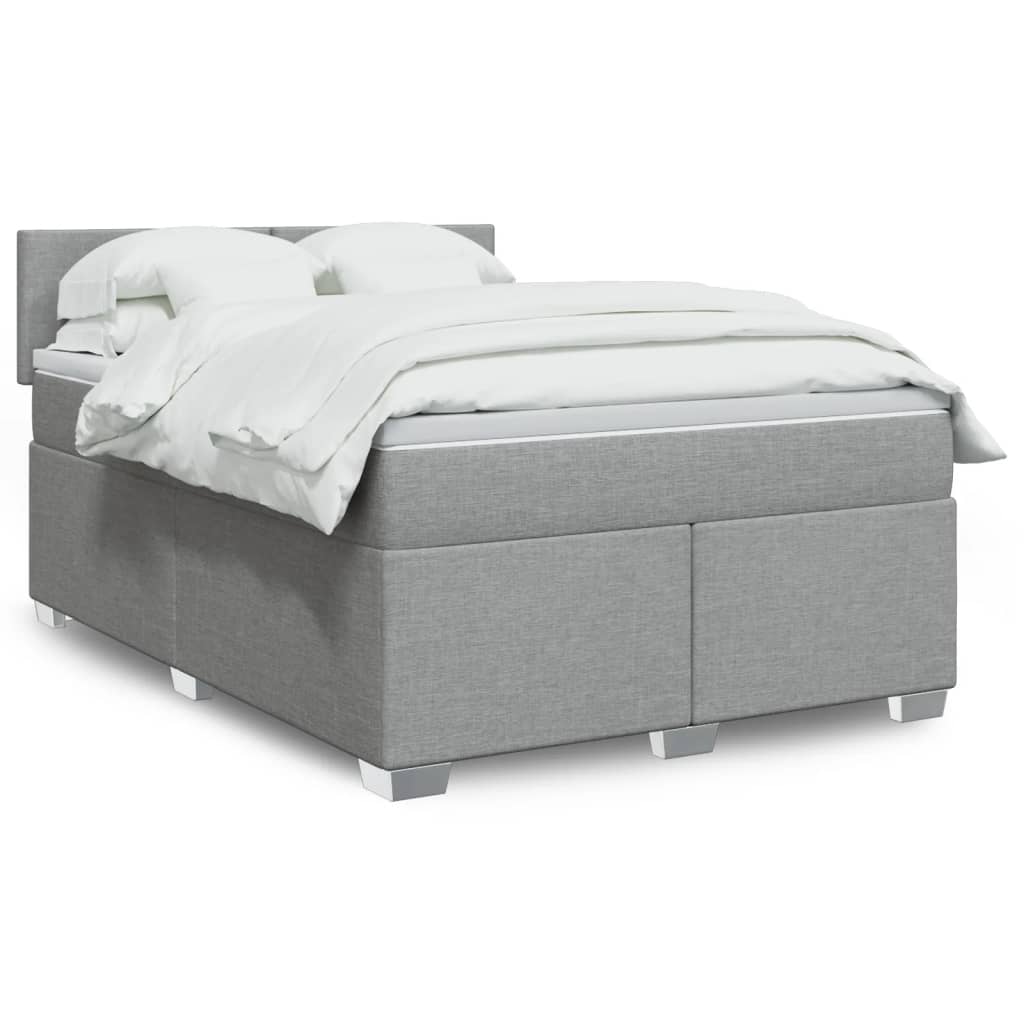 Box Spring Postel S Matrací Textil Světle Šedá