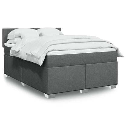 Box Spring Postel S Matrací Textil Tmavě Šedá