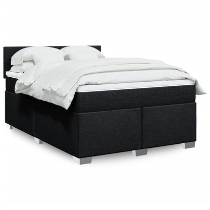 Box Spring Postel S Matrací Černá Textil Černá