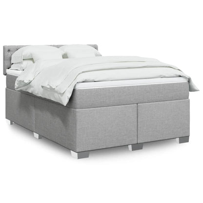 Box Spring Postel S Matrací Textil Světle Šedá