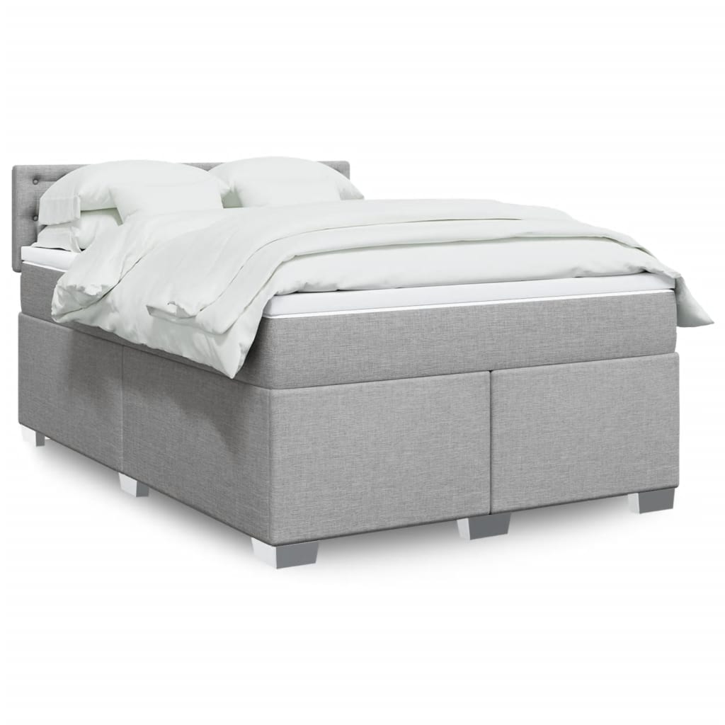 Box Spring Postel S Matrací Textil Světle Šedá