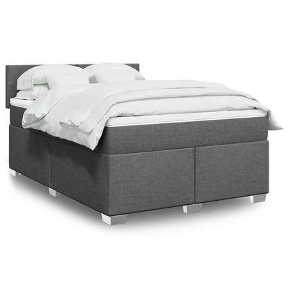Box Spring Postel S Matrací Textil Tmavě Šedá