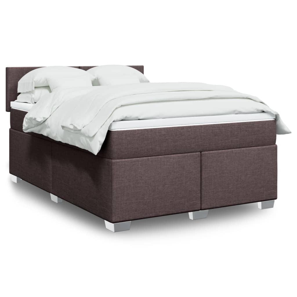 Box Spring Postel S Matrací Textil Tmavě Hnědá