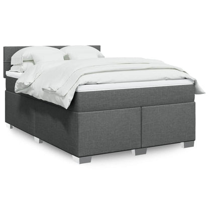 Box Spring Postel S Matrací Textil Tmavě Šedá