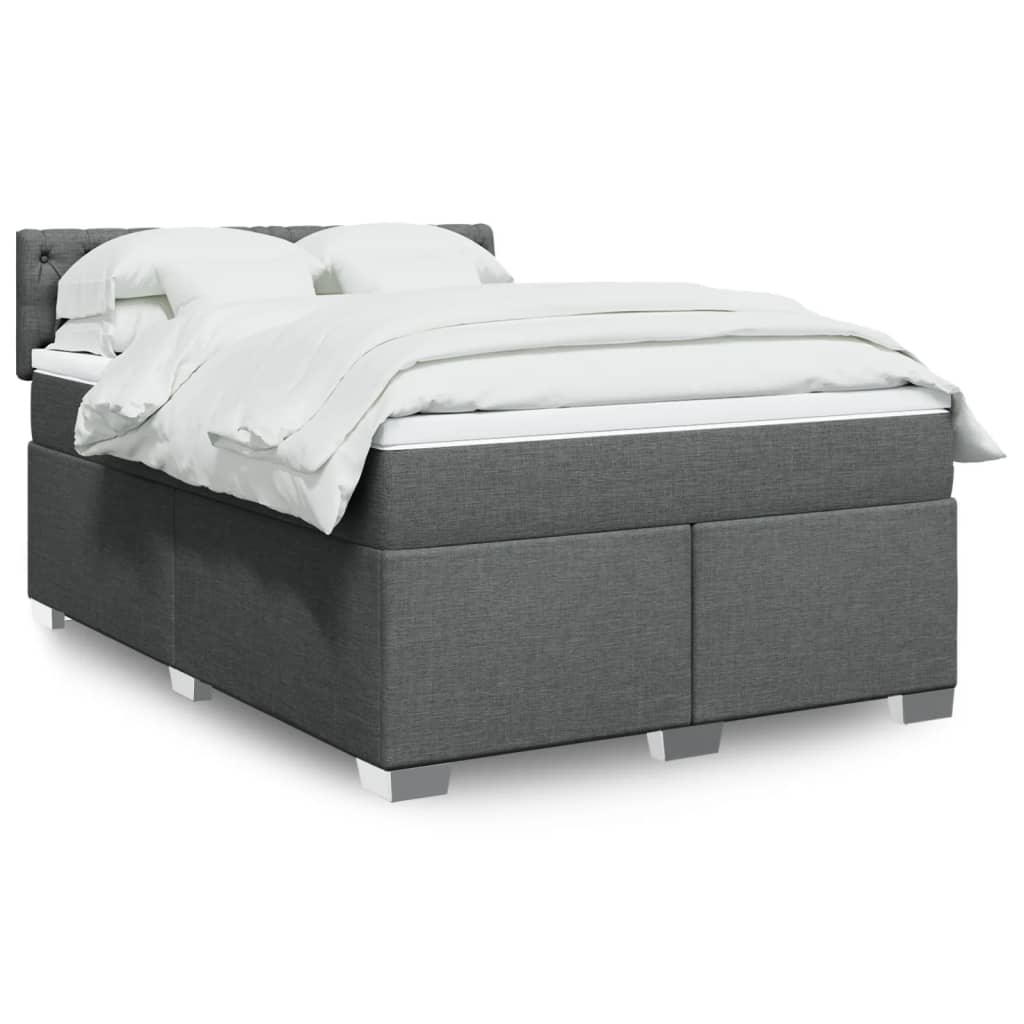 Box Spring Postel S Matrací Textil Tmavě Šedá