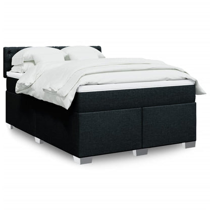 Box Spring Postel S Matrací Černá Textil Černá