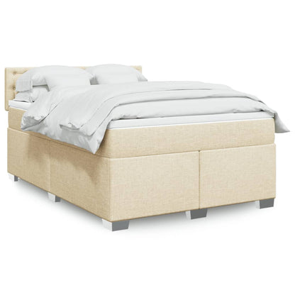 Box Spring Postel S Matrací Textil Krémová