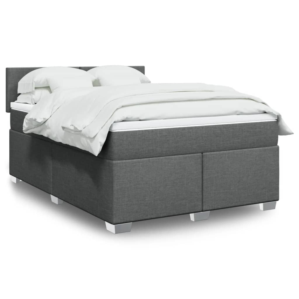 Box Spring Postel S Matrací Textil Tmavě Šedá