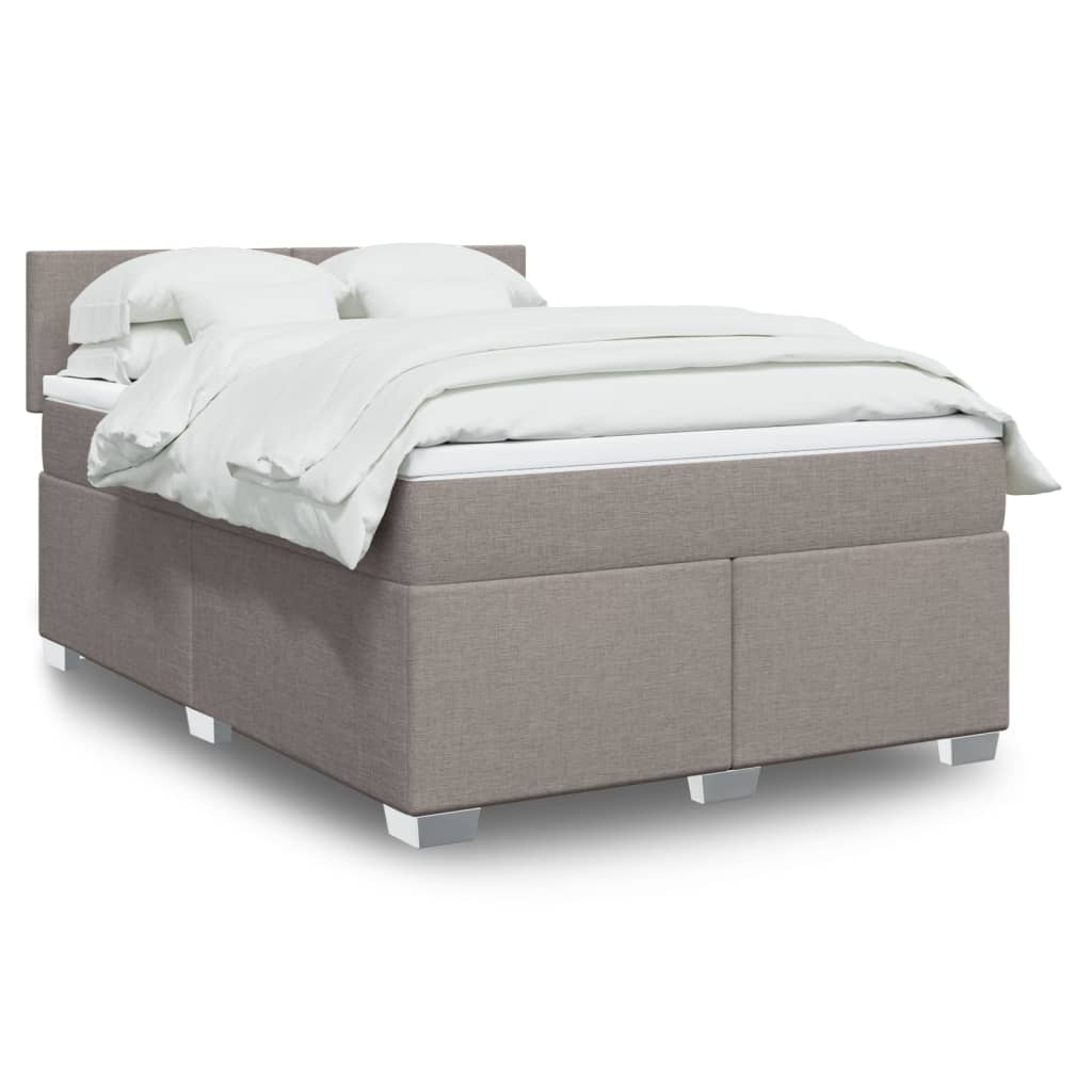 Box Spring Postel S Matrací Textil Taupe