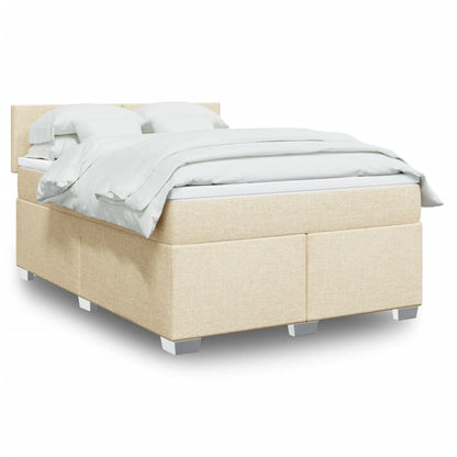 Box Spring Postel S Matrací Textil Krémová