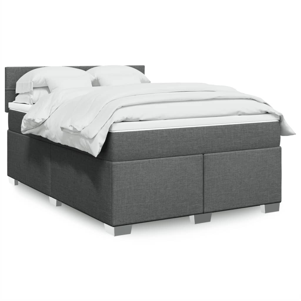 Box Spring Postel S Matrací Textil Tmavě Šedá
