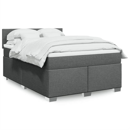 Box Spring Postel S Matrací Textil Tmavě Šedá